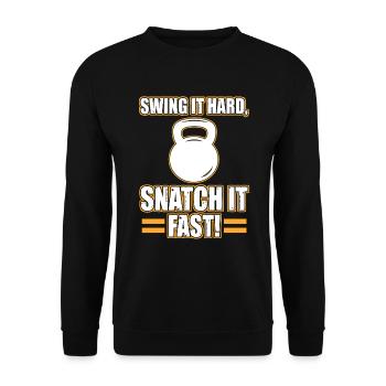 Swing It Hard Snatch It Fast Kettlebell Dumbbells - Unisex Sweatshirt - black - Front - Alina (178cm) & Michal (187cm)