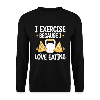 Kettlebell Pizza Exercise Because Love Eating - Unisex Pullover - Schwarz - Vorne - Alina (178cm) & Michal (187cm)