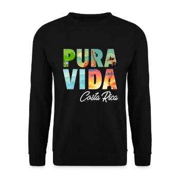 Pura Vida Costa Rica Papagei Tropischer Jungle - Unisex Pullover - Schwarz - Vorne - Alina (178cm) & Michal (187cm)