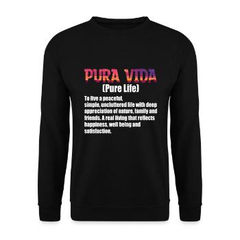 Pura Vida Definition Südamerika Souvenir Geschenk - Unisex Pullover - Schwarz - Vorne - Alina (178cm) & Michal (187cm)