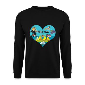 Pura Vida Heart Costa Rica Symbols South America - Unisex Sweatshirt - black - Front - Alina (178cm) & Michal (187cm)