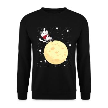 Chat fait du vélo sur la lune Chaton mignon - Sweat-shirt Unisexe - noir - Devant - Alina (178cm) & Michal (187cm)