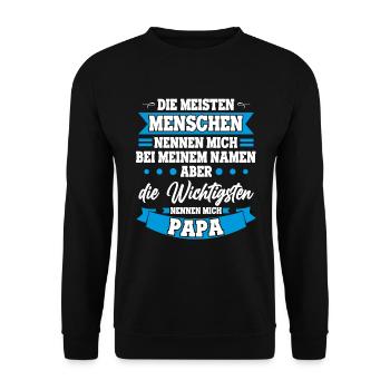 Vater Familienvater Wichtigsten Nennen Mich Papa - Unisex Pullover - Schwarz - Vorne - Alina (178cm) & Michal (187cm)