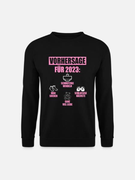 Vorhersage 2023 Geburt Windeln Socken Eltern - Unisex Pullover - Schwarz