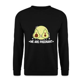 We Are Pregnant Avocado Mamacado Papacado Kinder - Unisex Pullover - Schwarz - Vorne - Alina (178cm) & Michal (187cm)