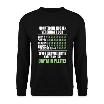 Monatliche Kosten Vereinigt Euch Miete Strom - Unisex Pullover - Schwarz - Vorne - Alina (178cm) & Michal (187cm)