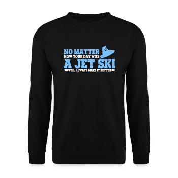 Jet Ski Snowmobile Motorboat Water Sports Enthusiast - Unisex Sweatshirt - black - Front - Alina (178cm) & Michal (187cm)