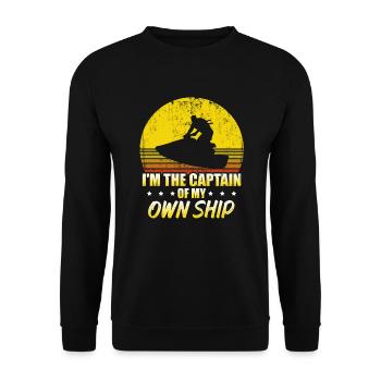 Retro Jetski Funny Jet Ski Captain Own Ship - Unisex Sweatshirt - black - Front - Alina (178cm) & Michal (187cm)