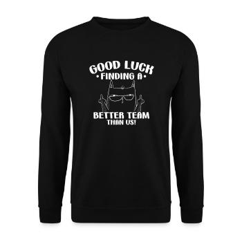 Office Office Humor Kitten Middle Finger Staff - Unisex Sweatshirt - black - Front - Alina (178cm) & Michal (187cm)