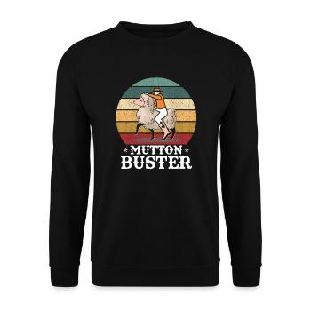 Vintage Mutton Buster Sheep Riding Shepherd - Unisex Sweatshirt - black - Front - Alina (178cm) & Michal (187cm)