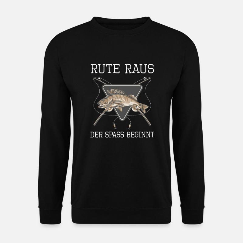 Hobbyfischer Angler Rute Raus Der Spaß Beginnt - Unisex Pullover - Schwarz