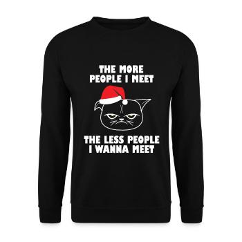 Menschen Katze Spruch lustig Weihnachtsgeschenk - Unisex Pullover - Schwarz - Vorne - Alina (178cm) & Michal (187cm)