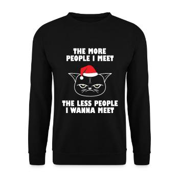 Menschen Katze Spruch lustig Weihnachtsgeschenk - Unisex Pullover - Schwarz - Vorne - Alina (178cm) & Michal (187cm)