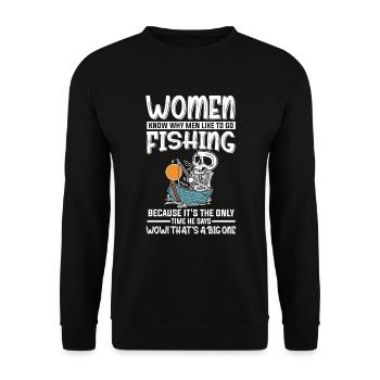 Les pêcheuses pêchent seulement la fois où il dit Big One - Sweat-shirt Unisexe - noir - Devant - Alina (178cm) & Michal (187cm)