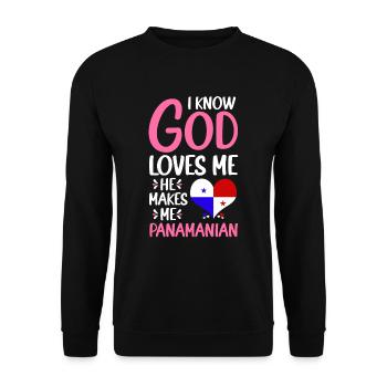 Gott Liebt Mich Panamaer Panamaerin Heimatland - Unisex Pullover - Schwarz - Vorne - Alina (178cm) & Michal (187cm)