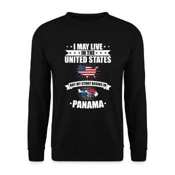 En direct États-Unis Mon histoire commence Panama - Sweat-shirt Unisexe - noir - Devant - Alina (178cm) & Michal (187cm)