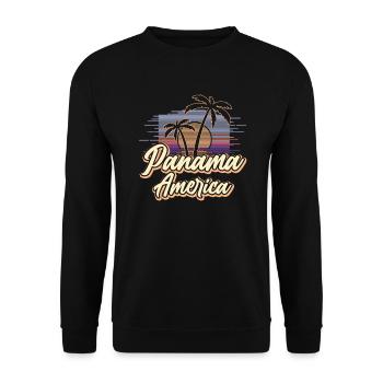 Panama America Vintage Lateinamerika Sunset - Unisex Pullover - Schwarz - Vorne - Alina (178cm) & Michal (187cm)