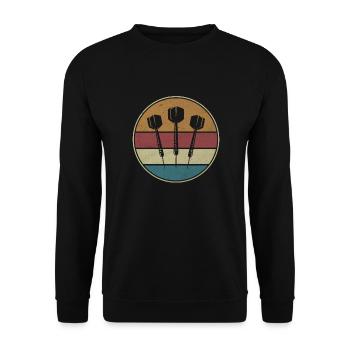 Vintage Darter Dartspieler 3 Pfeile Darts Geschenk - Unisex Pullover - Schwarz - Vorne - Alina (178cm) & Michal (187cm)