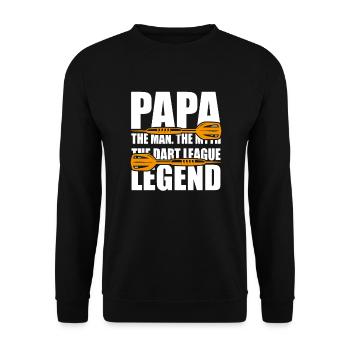 Papa Mann Mythos Dart Legende Dartspieler Vater - Unisex Pullover - Schwarz - Vorne - Alina (178cm) & Michal (187cm)