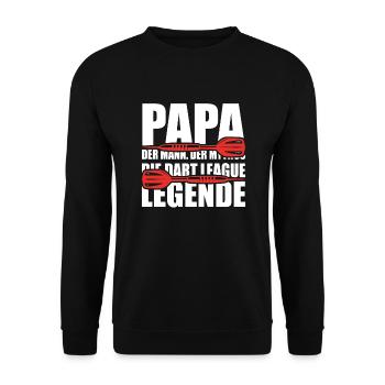 Papa Mann Mythos Dart Legende Dartspieler Vater - Unisex Pullover - Schwarz - Vorne - Alina (178cm) & Michal (187cm)