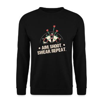 Aim Shoot Swear Repeat Darts Player Dartboard - Unisex Sweatshirt - black - Front - Alina (178cm) & Michal (187cm)
