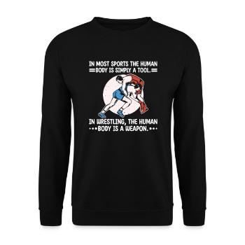 Wrestling Human Body Weapon Martial Arts Gift - Unisex Sweatshirt - black - Front - Alina (178cm) & Michal (187cm)