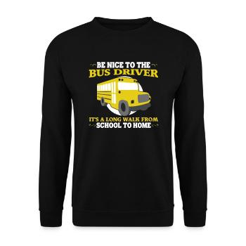 Busfahrer Langer Heimweg Busreisen Schulbus - Unisex Pullover - Schwarz - Vorne - Alina (178cm) & Michal (187cm)