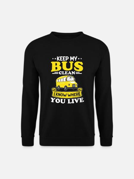 Bus Sauber Halten Weis Wo Lebst Linienbus Geschenk - Unisex Pullover - Schwarz