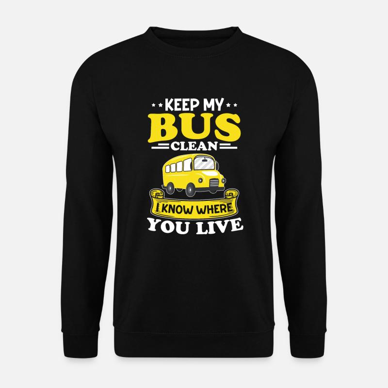 Bus Sauber Halten Weis Wo Lebst Linienbus Geschenk - Unisex Pullover - Schwarz