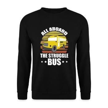 All Aboard The Struggle Bus Vintage Bus Driver - Unisex Sweatshirt - black - Front - Alina (178cm) & Michal (187cm)