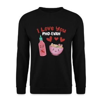 Je t’aime Pho-Evah Pho Soup Lovers - Sweat-shirt Unisexe - noir - Devant - Alina (178cm) & Michal (187cm)