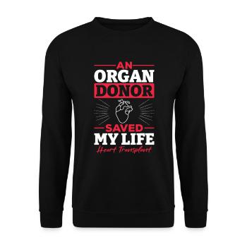 Heart Transplant Organ Donor Gift - Unisex Sweatshirt - black - Front - Alina (178cm) & Michal (187cm)