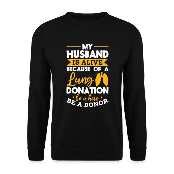 Lungen Spende Eheman Überlebt Spender Organ - Unisex Pullover - Schwarz - Vorne - Alina (178cm) & Michal (187cm)