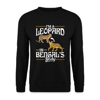 Leopard in Bengal's Body Amerikanische Katzenrasse - Unisex Pullover - Schwarz - Vorne - Alina (178cm) & Michal (187cm)