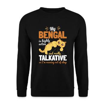 My Bengal Highly Active Talkative Running No Sleep - Unisex Pullover - Schwarz - Vorne - Alina (178cm) & Michal (187cm)