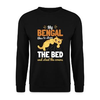 Bengal cat in bed cat mom cat daddy geschen - Unisex Sweatshirt - black - Front - Alina (178cm) & Michal (187cm)