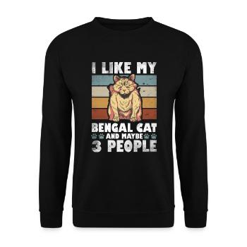 J’aime mon chat Bengal et peut-être 3 personnes - Sweat-shirt Unisexe - noir - Devant - Alina (178cm) & Michal (187cm)