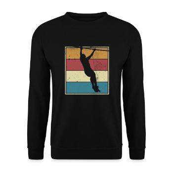 Klimmzüge Retro Eigengewicht Workout Geschenk - Unisex Pullover - Schwarz - Vorne - Alina (178cm) & Michal (187cm)