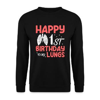 Happy 1st Birthday To My Lung Spenderlunge - Unisex Pullover - Schwarz - Vorne - Alina (178cm) & Michal (187cm)