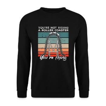 Vintage Achterbahn Wie Fliegen Retro Erlebnispark - Unisex Pullover - Schwarz - Vorne - Alina (178cm) & Michal (187cm)
