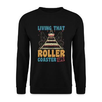 Roller Coaster Life Fairground Ticket Gift - Unisex Sweatshirt - black - Front - Alina (178cm) & Michal (187cm)