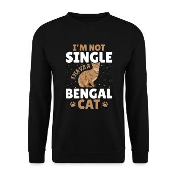 Single Bengal Cat Single Life Cat Friend - Unisex Sweatshirt - black - Front - Alina (178cm) & Michal (187cm)