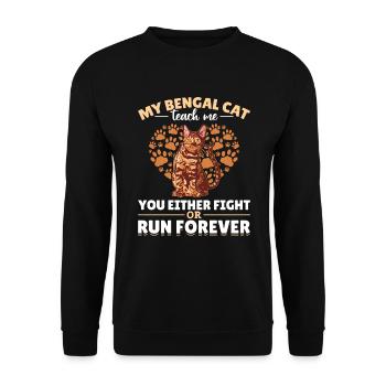 Bengal Cat Heart Paws Gift Cat Breeder - Unisex Sweatshirt - black - Front - Alina (178cm) & Michal (187cm)