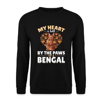 Heart Belongs Bengal Cat Gift Velvet Paw - Unisex Sweatshirt - black - Front - Alina (178cm) & Michal (187cm)