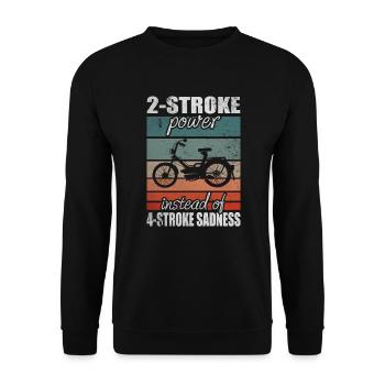 2 Stroke Power 4 Stroke Sadness Vintage Mofa Moped - Unisex Pullover - Schwarz - Vorne - Alina (178cm) & Michal (187cm)