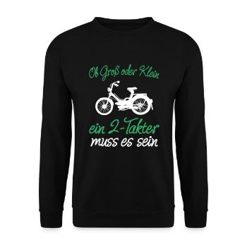 Moped Liebhaber 2 Takt Motor Mofa Bastler Geschenk - Unisex Pullover - Schwarz - Vorne - Alina (178cm) & Michal (187cm)