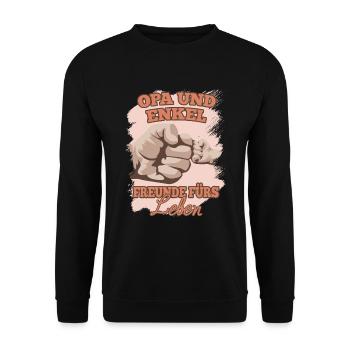 Opa Und Enkel Freunde Fürs Leben Enkelsohn Opas - Unisex Pullover - Schwarz - Vorne - Alina (178cm) & Michal (187cm)
