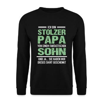 Stolzer Vater Fantastischen Sohn Vatertag - Unisex Pullover - Schwarz - Vorne - Alina (178cm) & Michal (187cm)