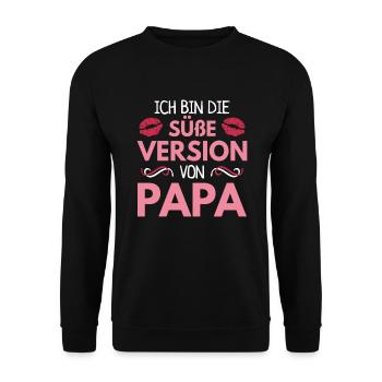 Vater & Tochter Süße Version Papa Kuss Lippen - Unisex Pullover - Schwarz - Vorne - Alina (178cm) & Michal (187cm)