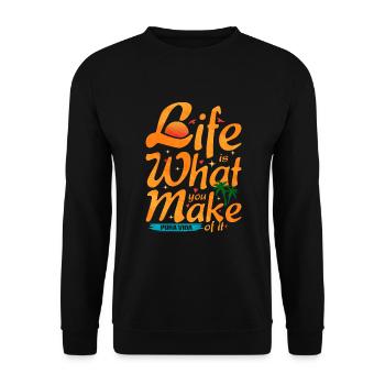 Pura Vida Lebensfroh Tropische Palmen Geschenk - Unisex Pullover - Schwarz - Vorne - Alina (178cm) & Michal (187cm)